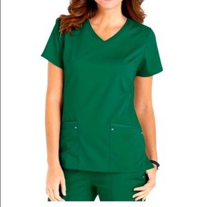 Hunter green scrub set healing hands yoga